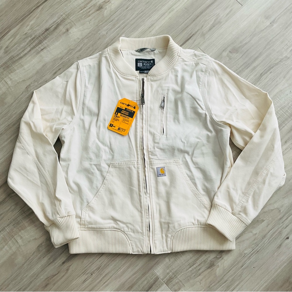 Carhartt Women's Cream Zip-Front Bomber Jacket